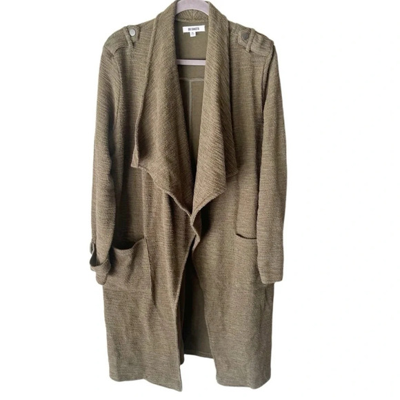 BB Dakota Trench Coat Women's XL Revolution Boucle Longline Duster Army Green - Picture 1 of 10